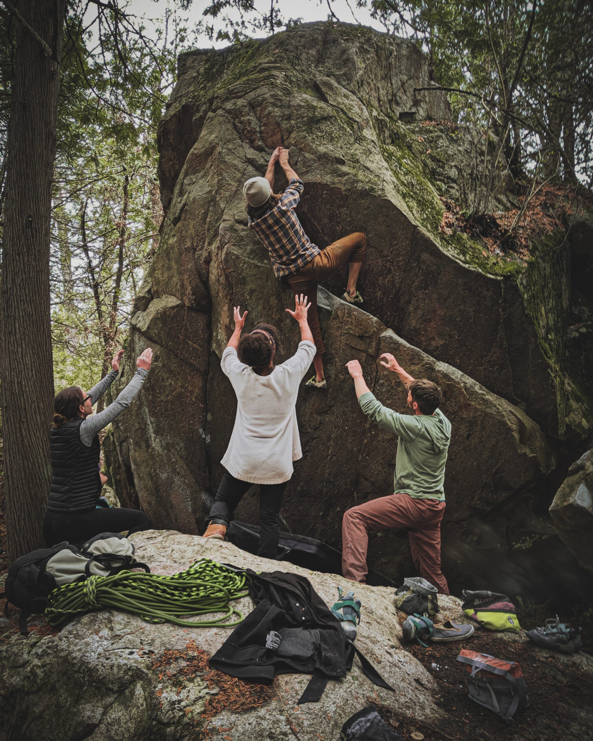 climbing giant rock